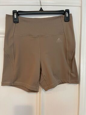 adidas Women’s High-Rise Bike Shorts in Taupe
